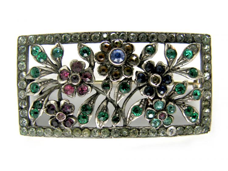 Coloured Paste Floral Brooch (823A) The Antique Jewellery Company