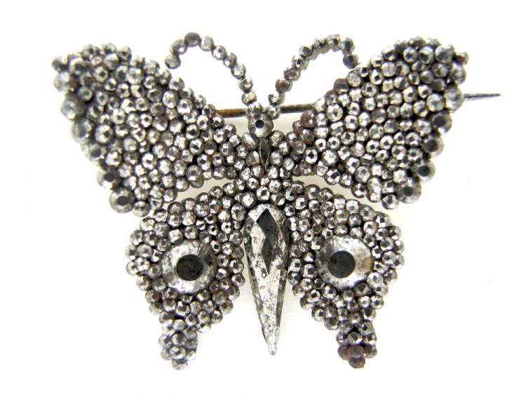 Cut Steel Butterfly Brooch (49B) | The Antique Jewellery Company