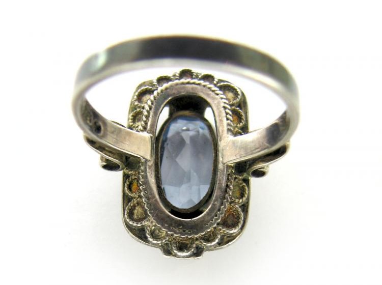 Art Deco Theodor Fahrner Silver & Blue Paste Ring