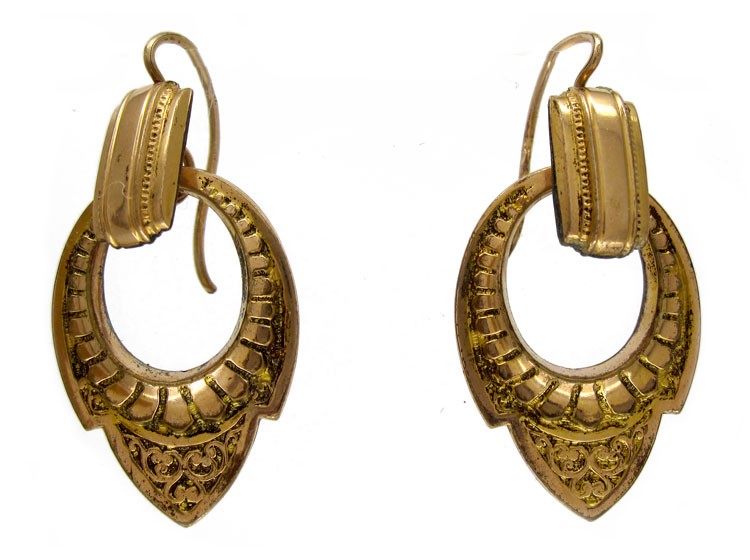 15ct Gold Victorian Hoop Earrings