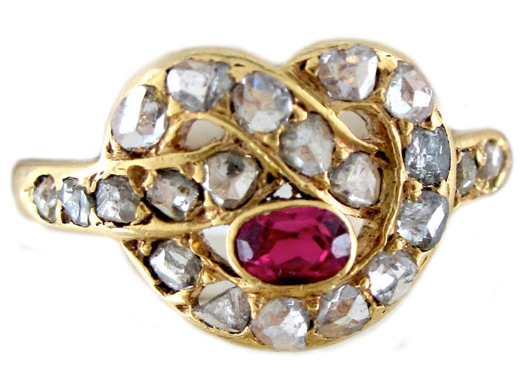 Ruby Diamond Knot Ring