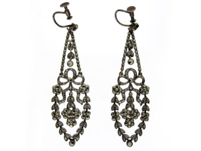 Silver Marcasite Drop Earrings