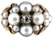 Regency Natural Pearl Diamond Emerald Ring