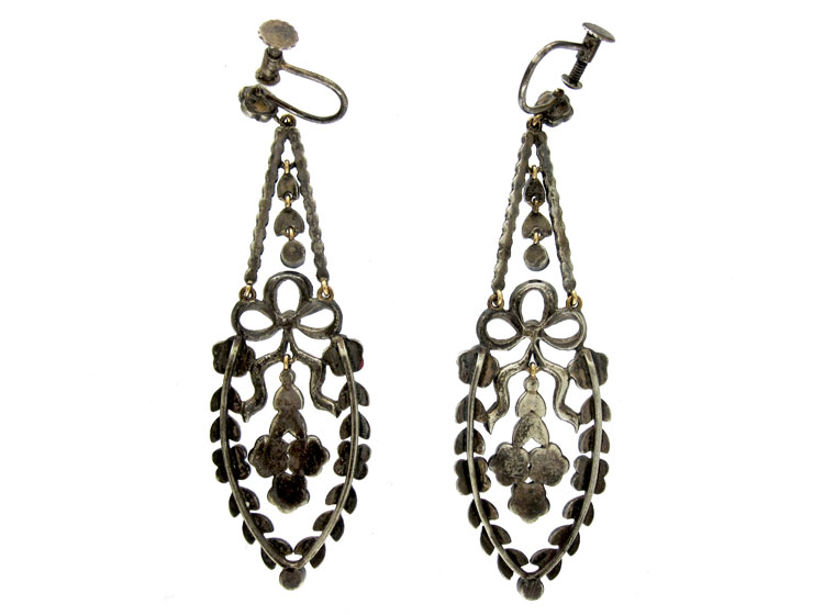 Silver Marcasite Drop Earrings (0/0) | The Antique Jewellery Company