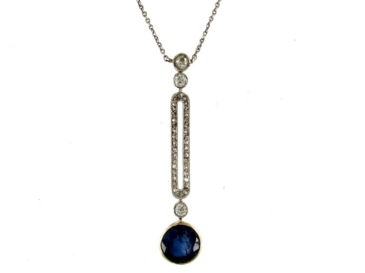 Art Deco Sapphire Diamond Pendant