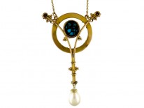 Turquoise Pearl Art Nouveau Pendant