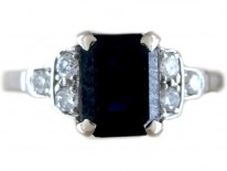 Baguette Sapphire & Diamond Art Deco Ring