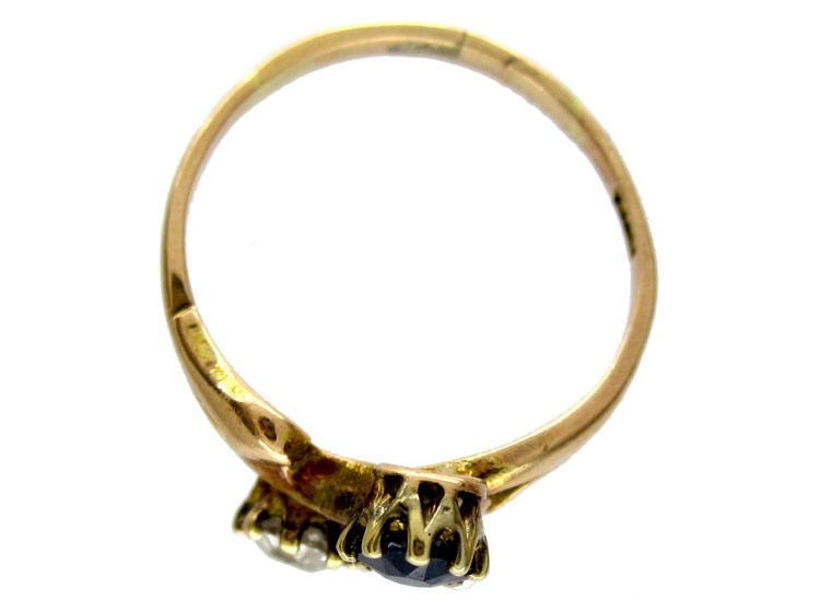 Sapphire & Diamond Art Nouveau Ring