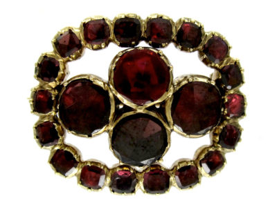 Flat Cut Garnet Georgian Brooch