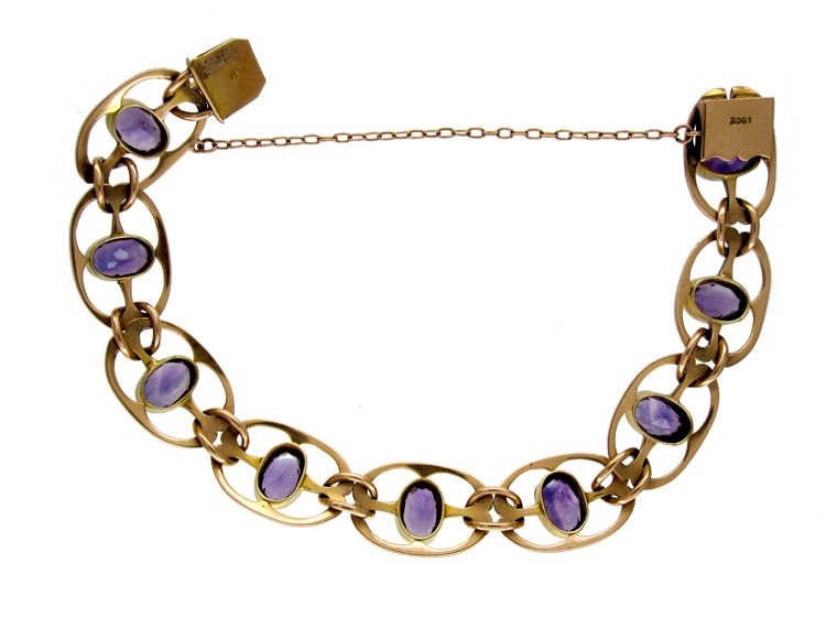 15ct Gold Amethyst Bracelet