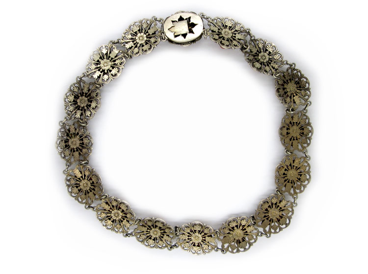 Silver Coral Flower Necklace (460B) | The Antique Jewellery Company