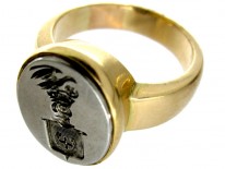 Steel & 18ct Gold Signet Ring