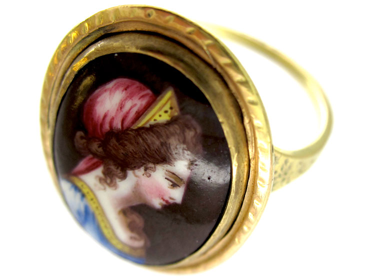 Georgian Enamel Portrait Ring (104 T) | The Antique Jewellery Company