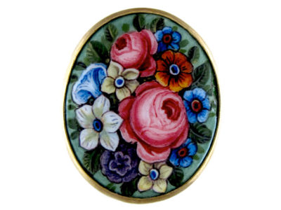 18ct Gold Swiss Enamel Flower Ring