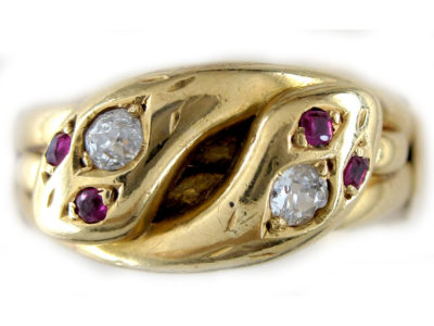 Double Snake Ruby Diamond Ring