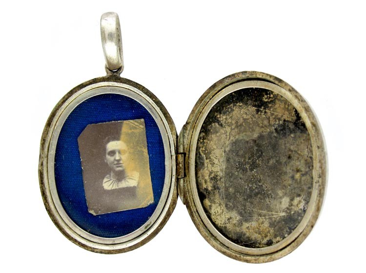 Double Sided Engraved Silver Victorian Locket