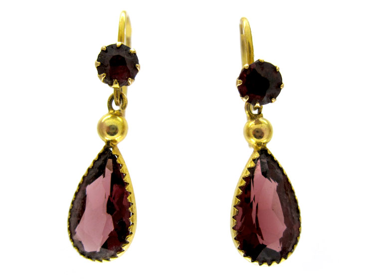 Garnet Drop Earrings (857A) | The Antique Jewellery Company