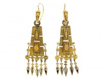 Long Drop Victorian Gold Earrings