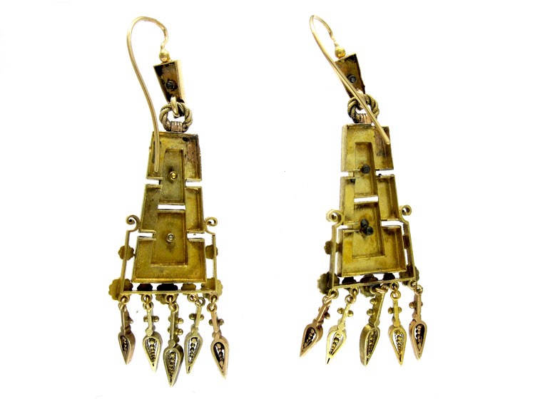 Long Drop Victorian Gold Earrings