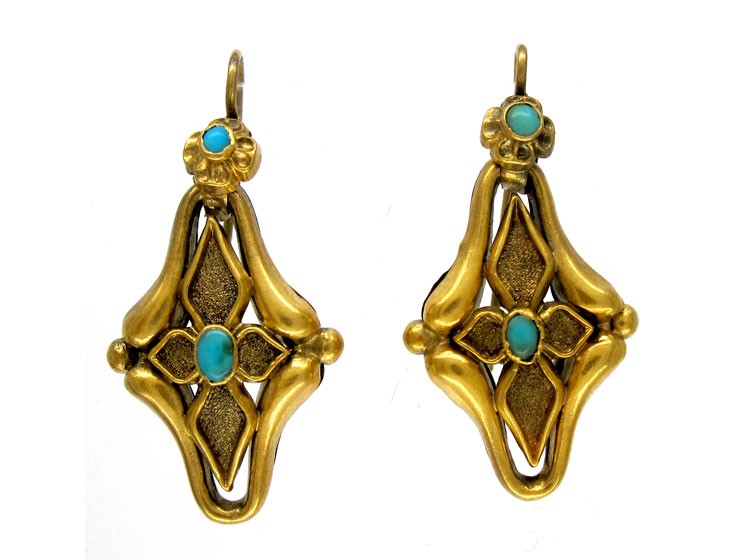 Turquoise 15ct Gold Victorian Earrings