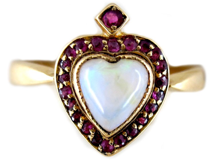 Opal & Ruby Heart Ring