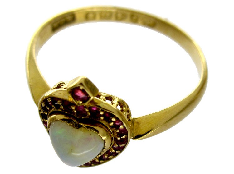 Opal & Ruby Heart Ring