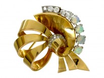 Opal Diamond Bow Brooch