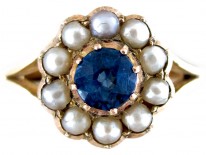 Sapphire Pearl Cluster Ring
