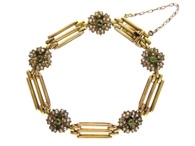 Green Garnet & Natural Split Pearl Bracelet