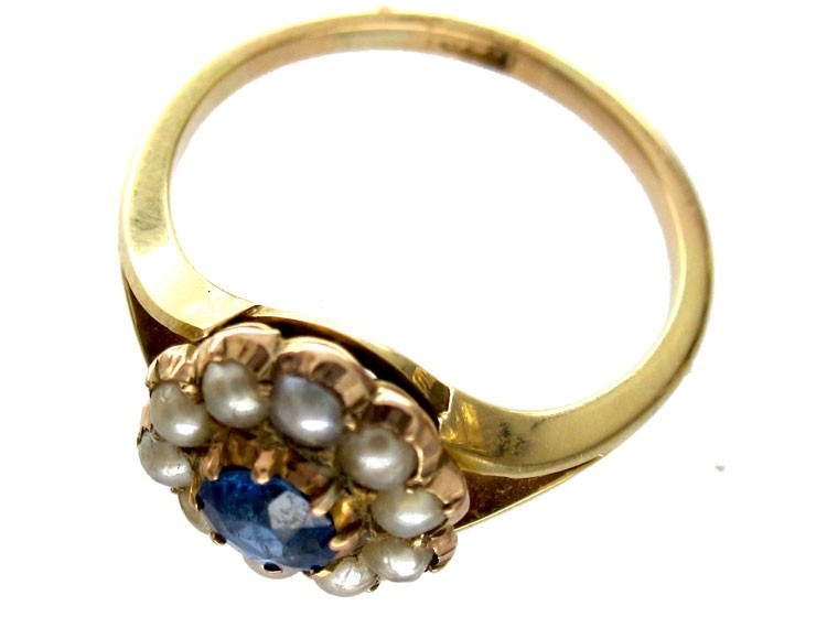 Sapphire Pearl Cluster Ring