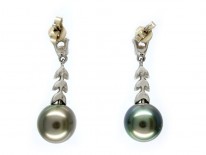 Cultured Pearl Diamond Drop Earrings