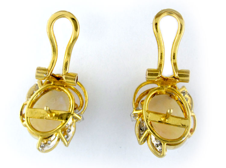 Opal Diamond Earrings (887Z) | The Antique Jewellery Company