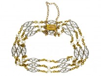 18ct Gold & Platinum Natural Pearl Bracelet