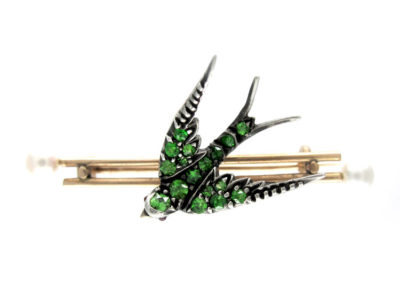 Green Garnet Bird Brooch