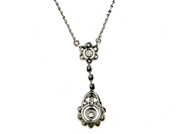 Diamond Platinum Drop Pendant (220B) | The Antique Jewellery Company