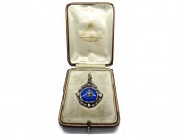 Royal Blue Enamel Diamond Pendant in Box