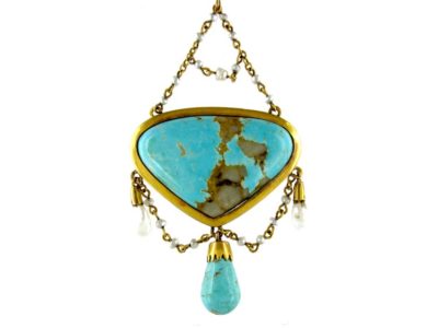 Belle Epoque Turquoise Pearl Pendant