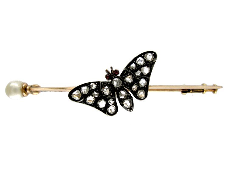 Rose Diamond Butterfly Brooch