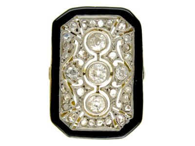 Art Deco Diamond & Enamel Ring