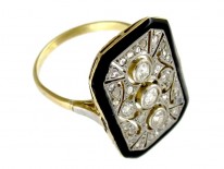Art Deco Diamond & Enamel Ring
