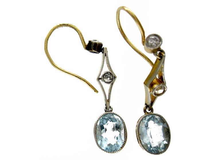 Aquamarine Diamond Drop Earrings