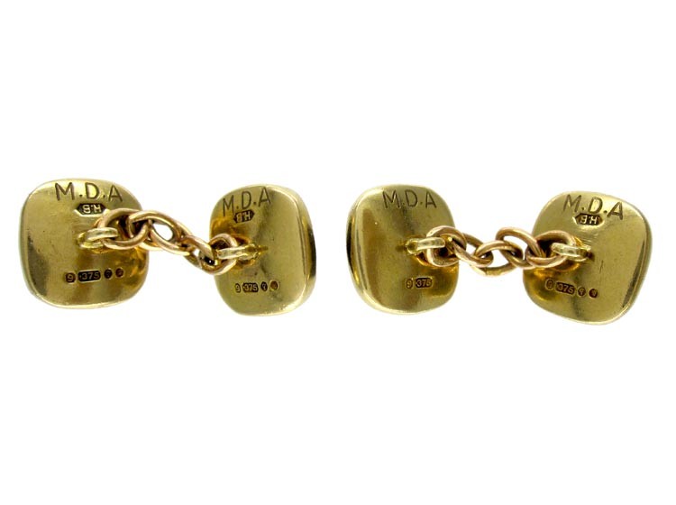 Cabochon Garnet 9ct Gold Cufflinks