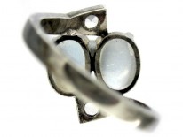 Silver Moonstone & Paste Crossover Ring