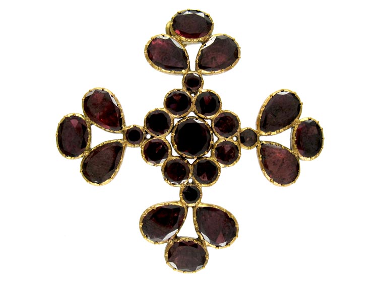 Flat Cut Almandine Garnet Pendant (318B) | The Antique Jewellery Company