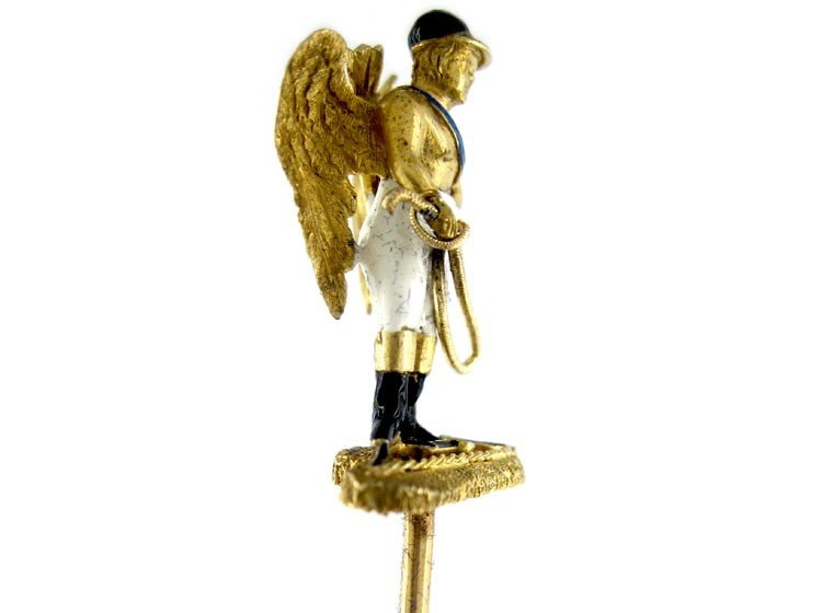 Victorian Winged Jockey 18ct Gold Tie Pin