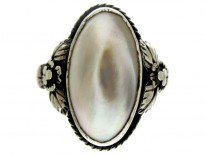 Arts & Crafts Silver Blister Pearl Ring