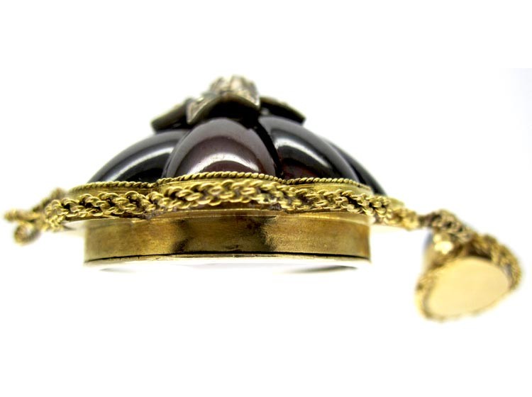 Cabochon Garnet & Diamond 18ct Gold Pendant