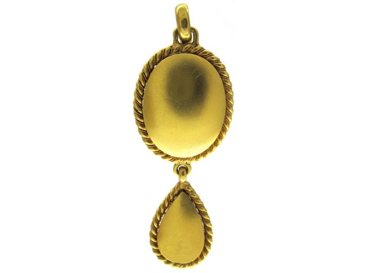 Cabochon Garnet Diamond 18ct Gold Pendant
