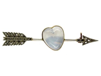Arrow Diamond & Moonstone Brooch