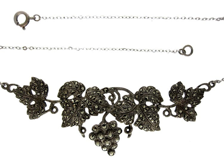 Silver Marcasite Grapes Necklace